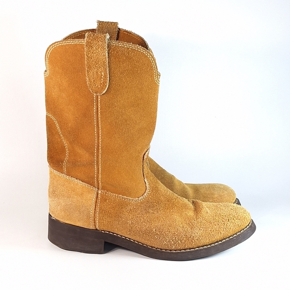 Honchos Vintage Tan Suede Leather Boots Men's Size 8.5 Soft Boots Oil Resistant - Picture 1 of 13